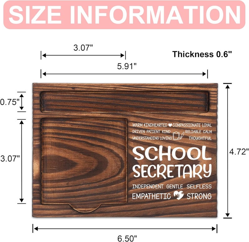 FTONENI School Secretary Appreciation Gifts, Thank You Gift for School Secretary, Office Staff Appreciation Gifts, Sticky Note Holder Wooden Notepad & Pen Holder 6.5" x 4.7" - FTA254 - Image 2